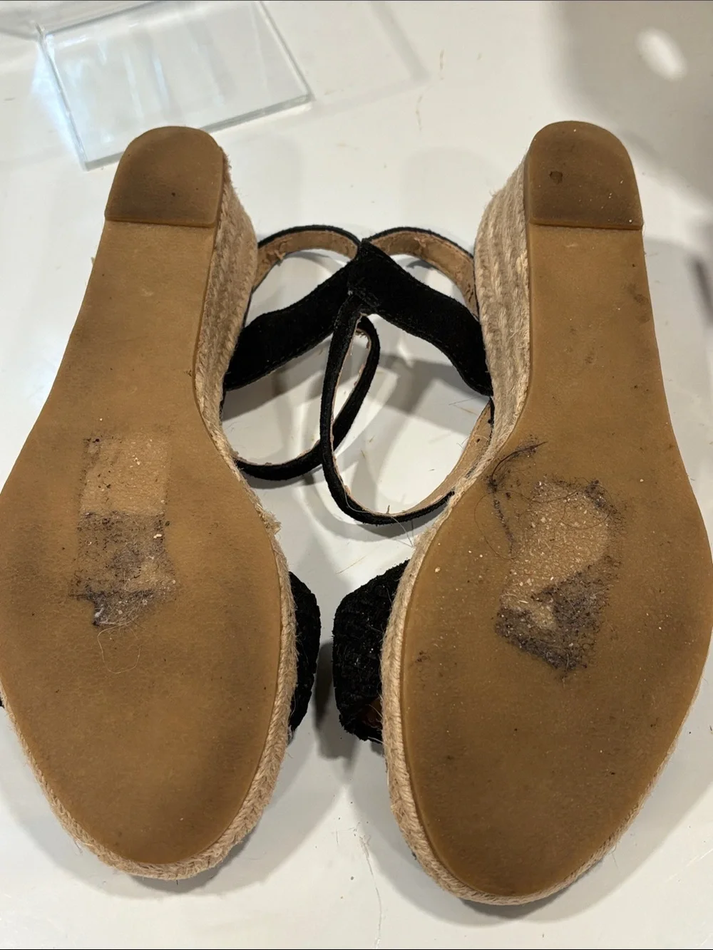 Lands' End Pippa Braided Suede Espadrille Wedge Sandals in Black